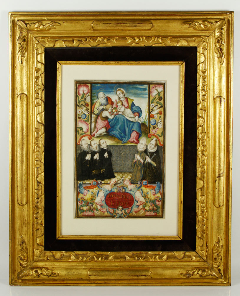 Appraisal: A - Early th C Spanish School Holy Family Gouache