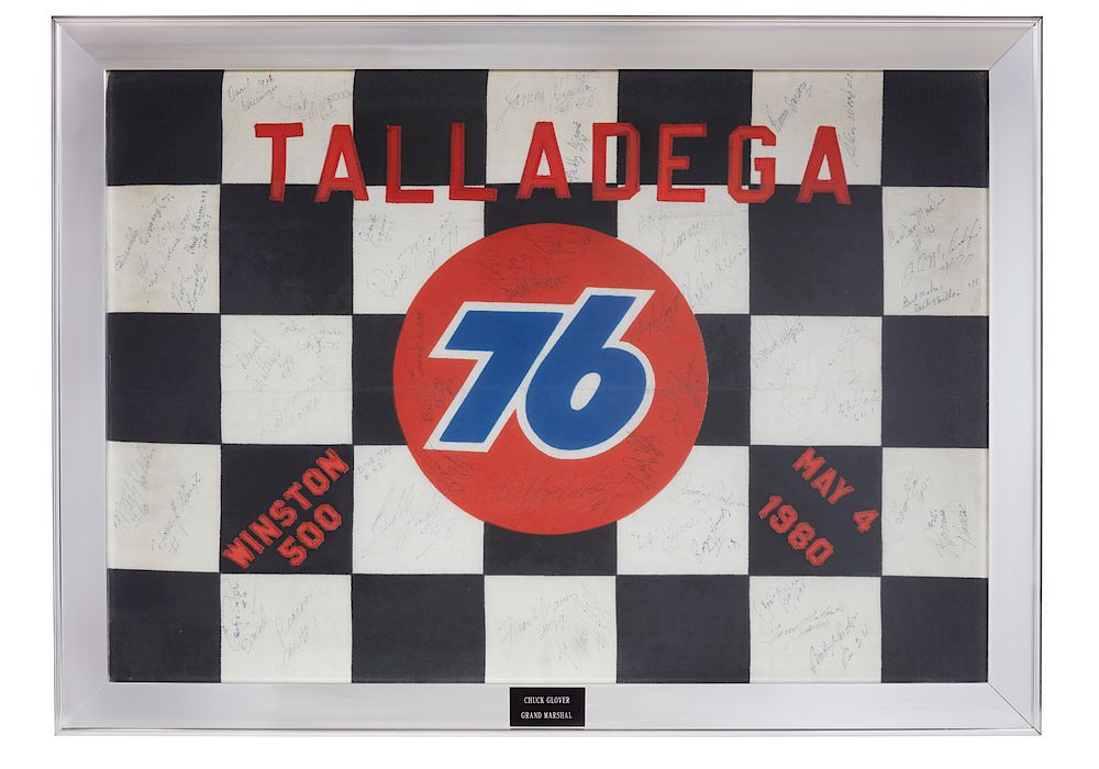 Appraisal: Framed Signed Checkered Flag for NASCAR Framed signed Talladega checkered