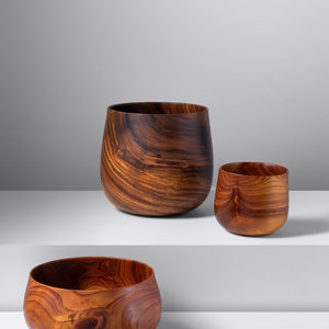 Appraisal: Dan DeLuz American - Collection of Three Vessels koa wood