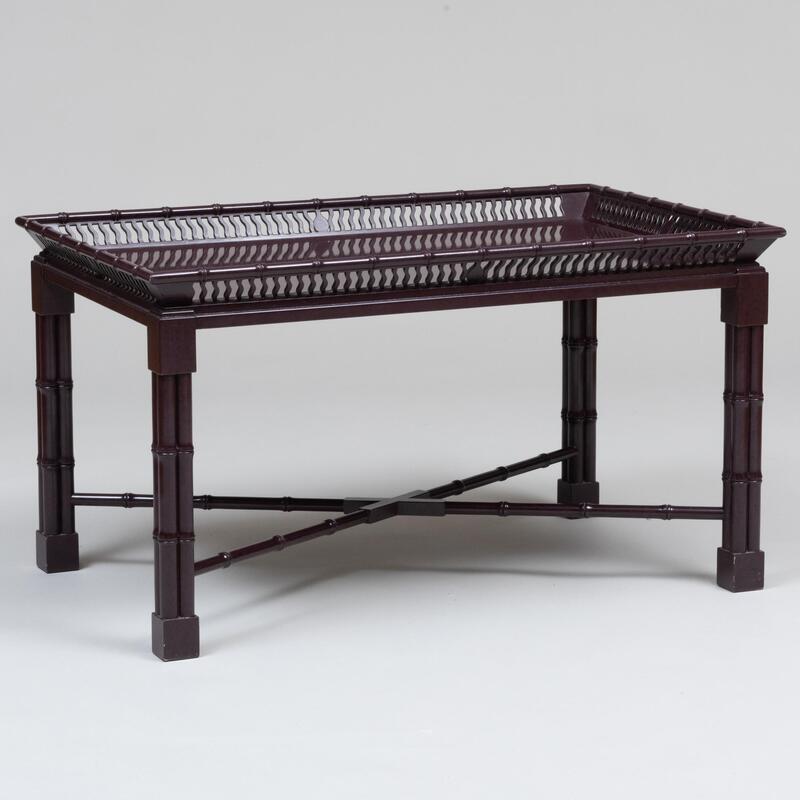 Appraisal: Contemporary Faux Bamboo Lacquer Low Table Designed by Mario Buatta