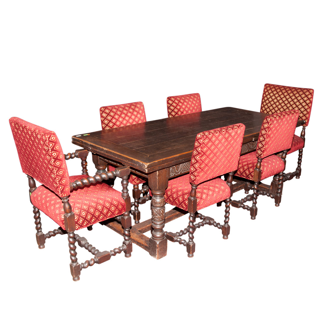 Appraisal: Baroque Style Dark Stained Oak Draw Leaf Dining Table The