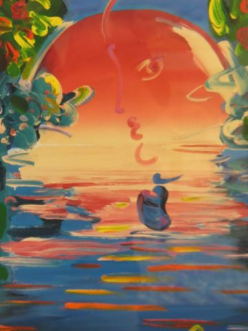 Appraisal: Peter Max mixed media painting with acrylic and offset lithography