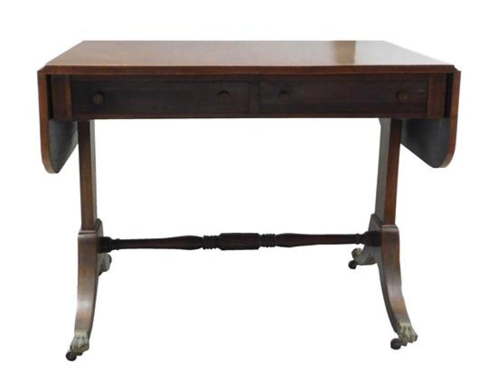 Appraisal: th C English inlaid library table oblong top with two