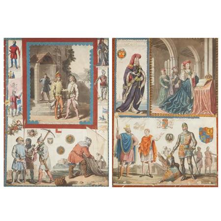 Appraisal: Artist Unknown KNIGHTS AND MEDIEVAL COSTUME STUDIES Two hand-colored lithograph