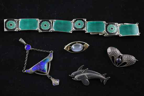 Appraisal: A group of assorted enamelled silver jewellery including a Charles