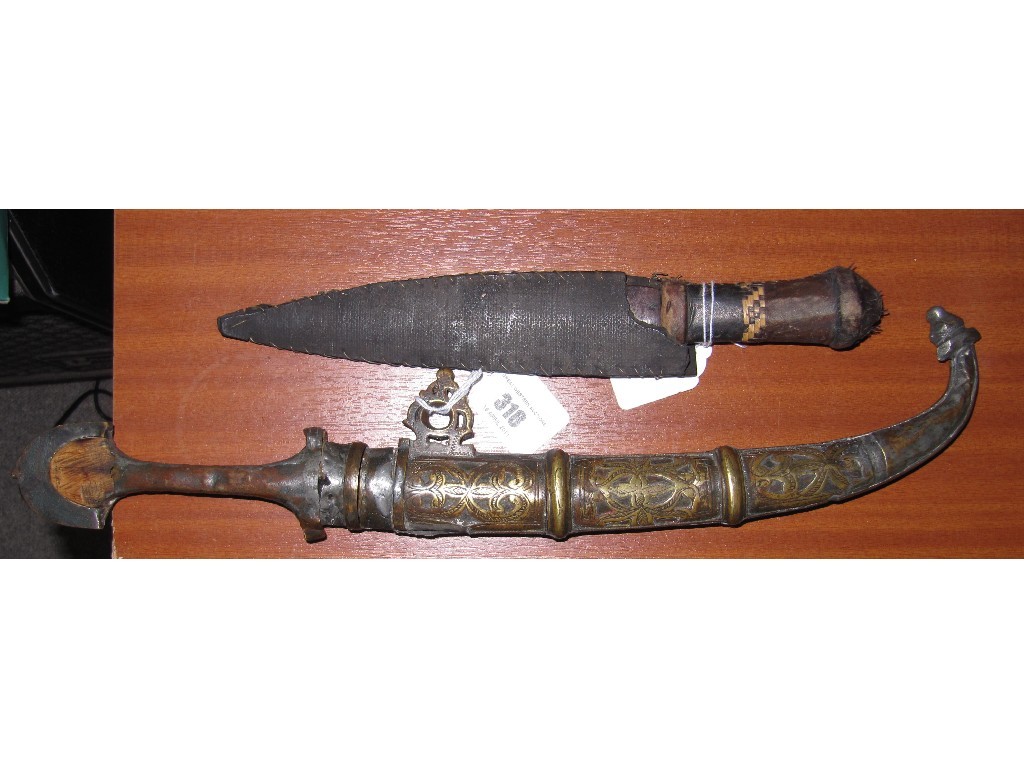 Appraisal: Lot comprising Eastern dagger and African knife