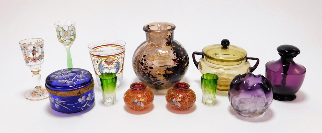 Appraisal: PC MOSER OTHER BOHEMIAN ART GLASS ARTICLES Bohemia Early th