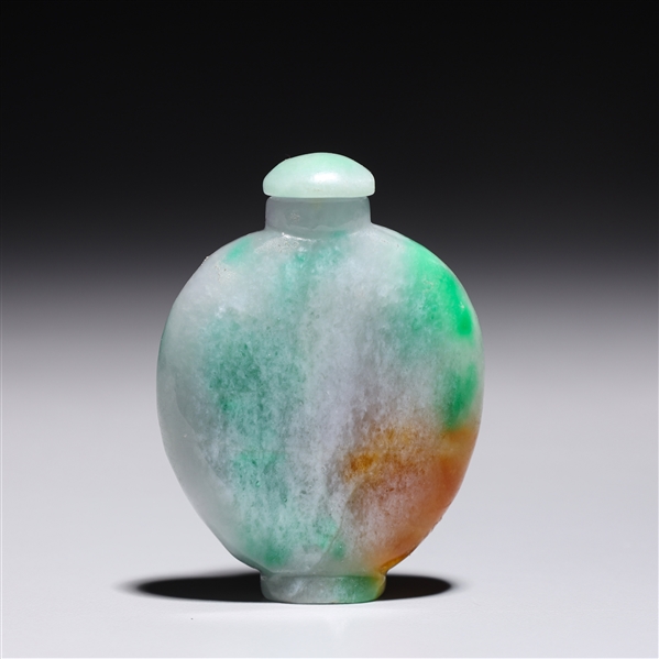 Appraisal: Chinese carved jadeite snuff bottle with lavender color and some