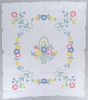 Appraisal: BASKET OF FLOWERS APPLIQUE QUILT The white quilted background having