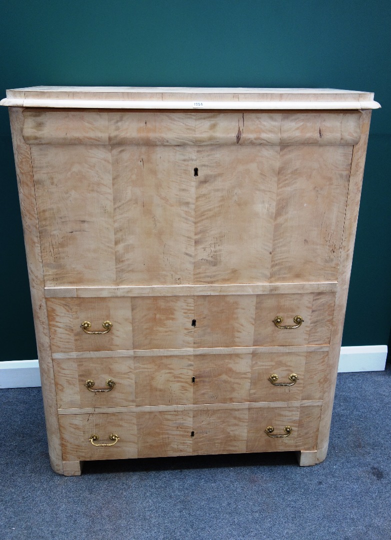 Appraisal: A th century birch secretaire a abattant with single frieze