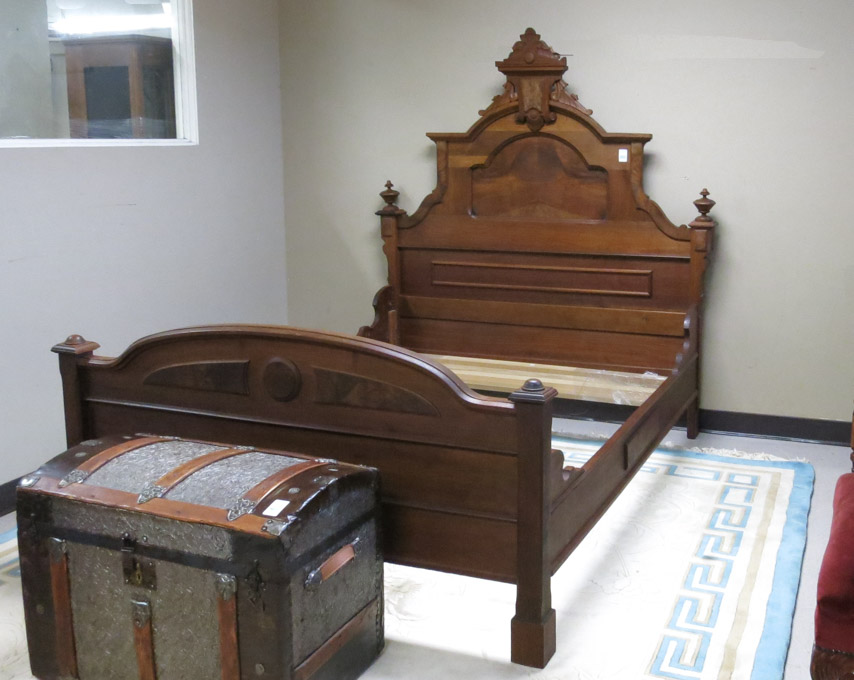 Appraisal: VICTORIAN WALNUT BED WITH RAILS Renaissance Revival style American c