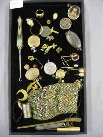 Appraisal: Tray of Estate Jewelry Miscellaneous includes purse lockets stick pins