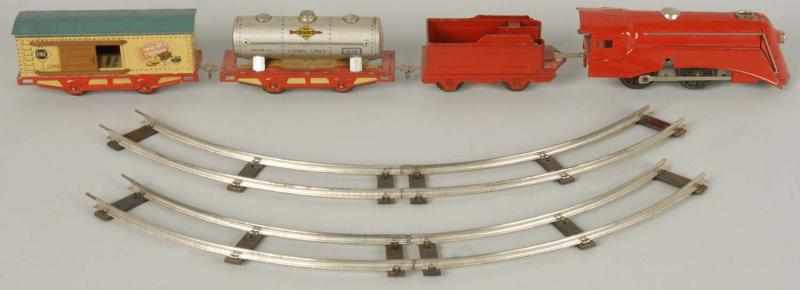 Appraisal: Lionel O-Gauge Freight Train Wind-Up Set Description American Pre-war Includes