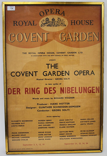 Appraisal: A LATE 'S EARLY 'S ROYAL OPERA HOUSE COVENT GARDEN