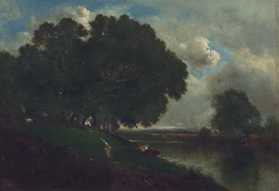 Appraisal: JOHNSON DAVID American - Cattle Resting Along A River oil