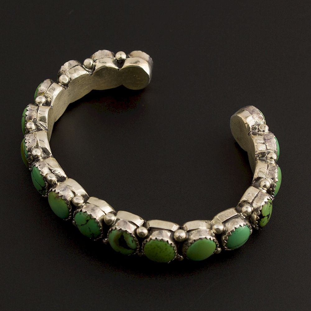 Appraisal: Sterling Silver Bracelet with Chinese Turquoise Sterling Silver Bracelet with