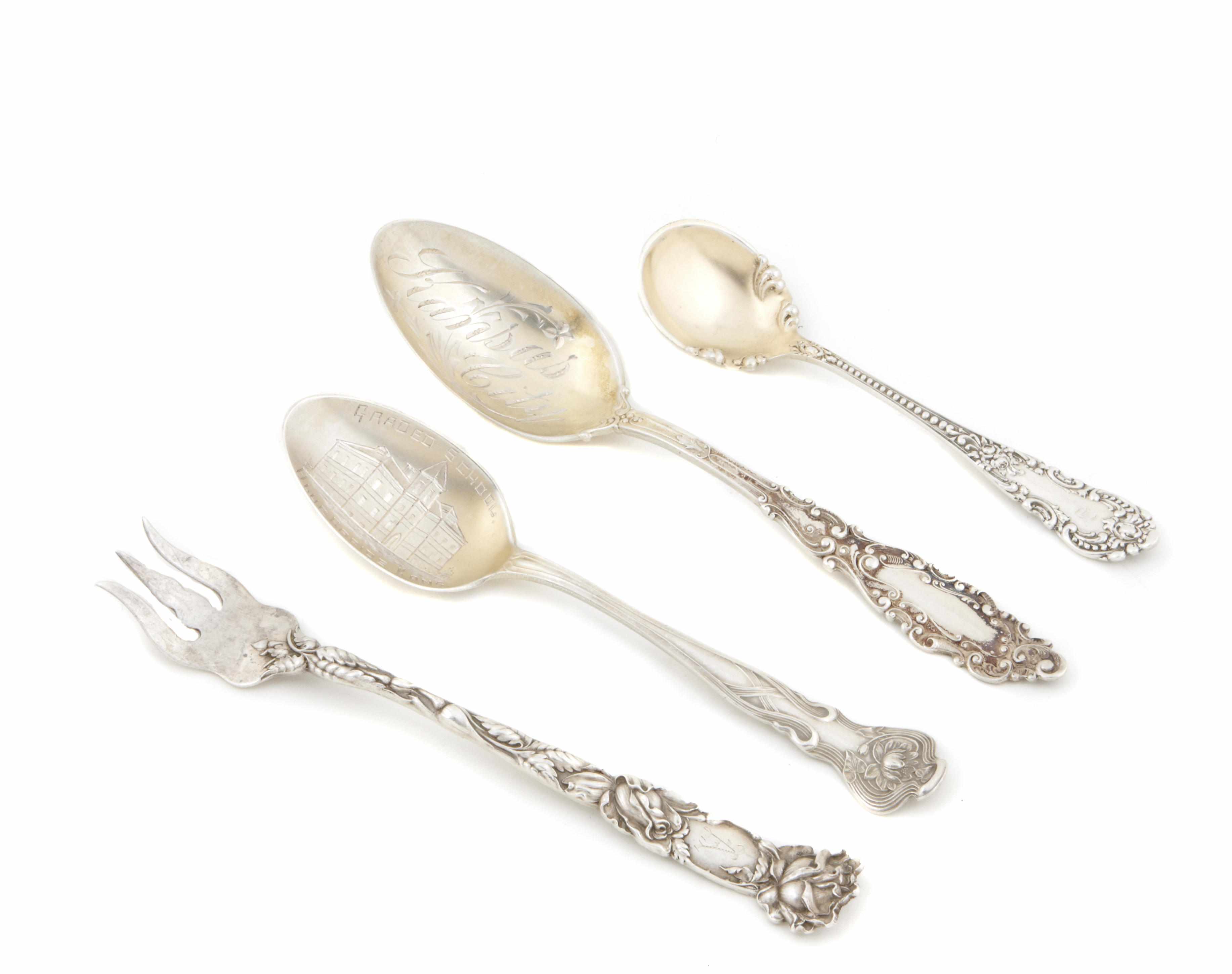 Appraisal: A group of sterling flatware Comprising King George dessert spoons