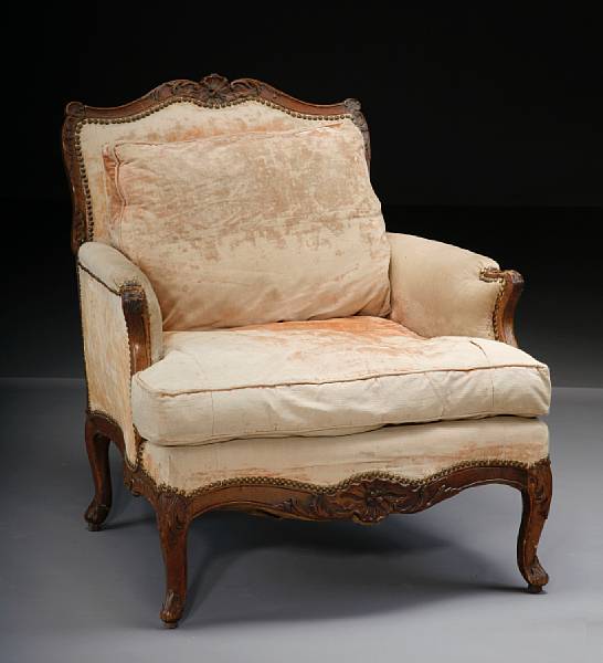 Appraisal: A Louis XV beechwood berg re mid th century The