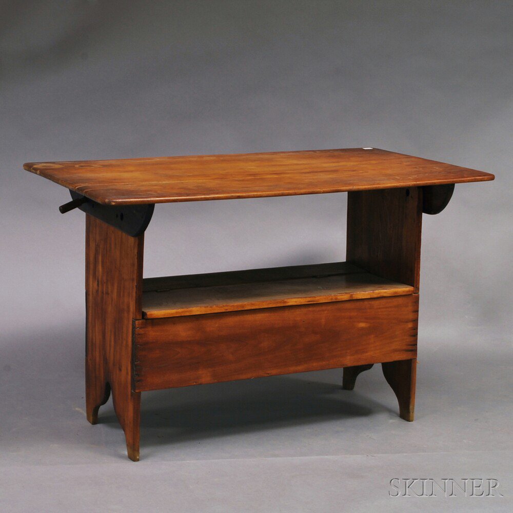 Appraisal: Pine Hutch Table th century with rectangular top and shaped