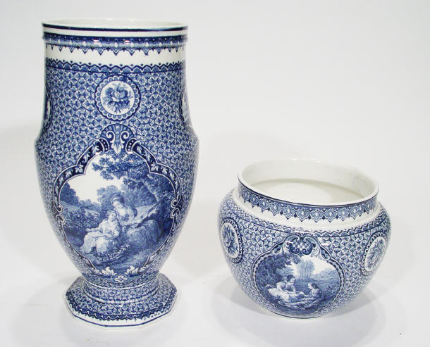 Appraisal: Large Delft Pottery vase printed with a blue and white