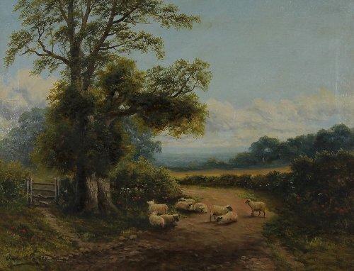 Appraisal: Charles H Passey Sheep in a Lane beside a Stile