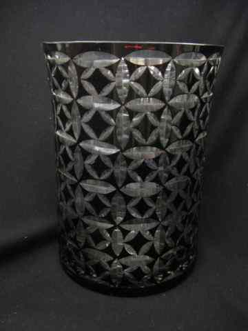 Appraisal: Ruby Cut-to-Clear Vase optic medallion panel decor '' tall ''