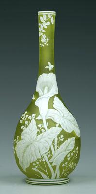 Appraisal: Cameo glass vase lily and bee decoration on pale green