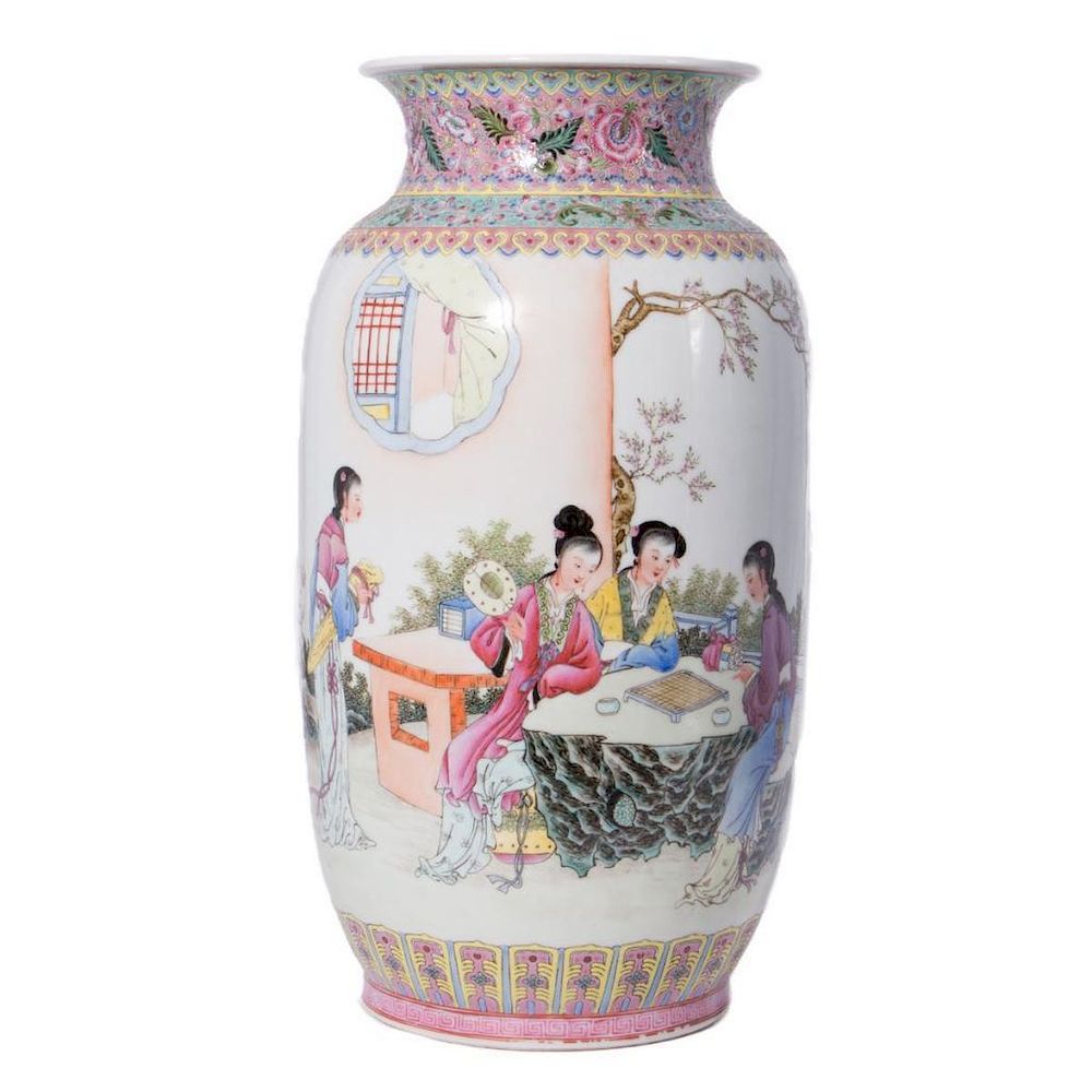 Appraisal: Famille Rose Vase Chinese th Century A Famille Rose Vase