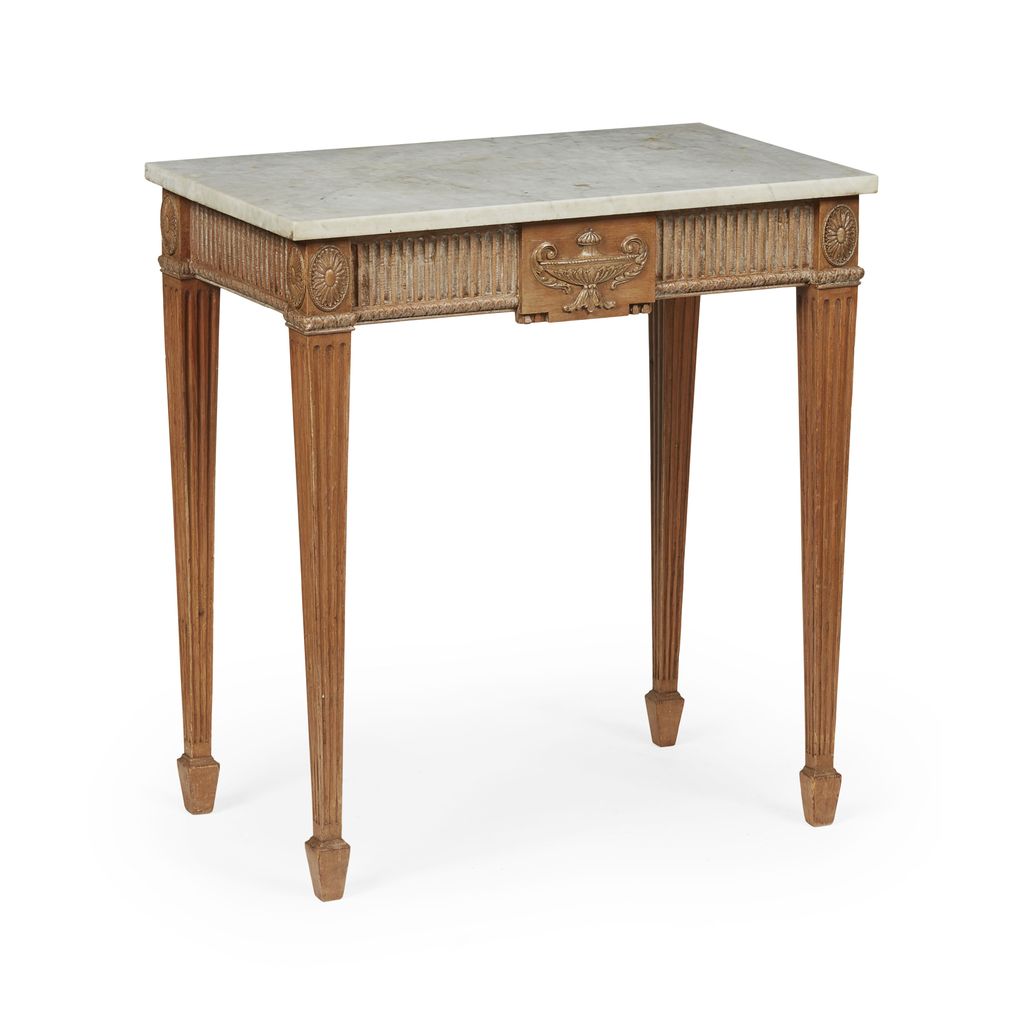 Appraisal: GEORGE III STYLE LIMED OAK MARBLE TOPPED SIDE TABLE TH