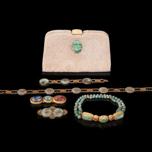 Appraisal: Six Chinese Hardstone Jewelry Articles LATE TH-EARLY TH CENTURY comprising