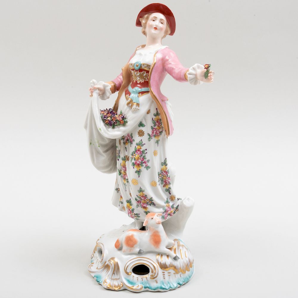 Appraisal: French Porcelain Figure of a Shepherdess Blue printed mark in