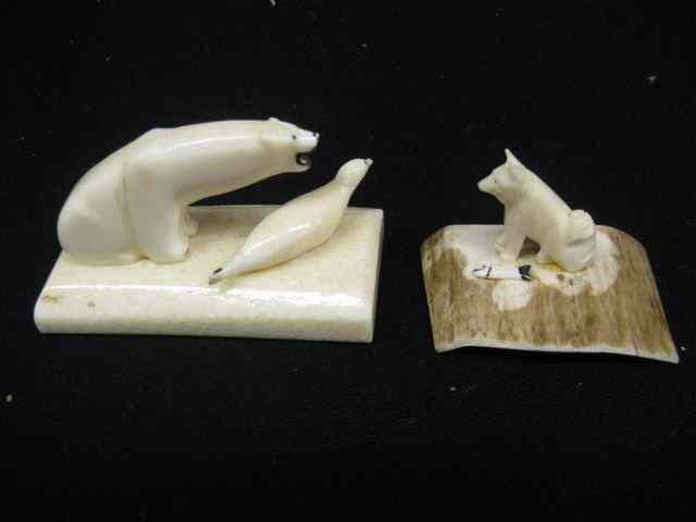 Appraisal: Eskimo Carvings Ivory with Polar Bearand cub - '' x