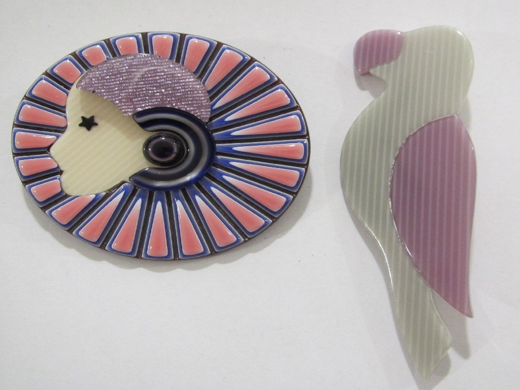 Appraisal: Two Lea Stein brooches full corole in pink cream and