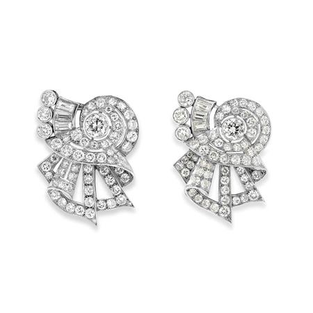 Appraisal: Pair of Diamond Clips Estimate -