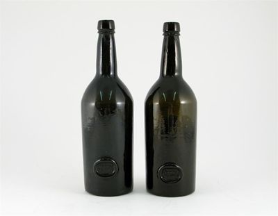 Appraisal: Two 'Inner Temple' sealed wine bottles of a dark green