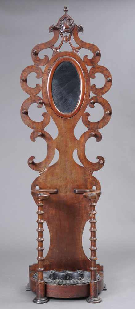 Appraisal: VICTORIAN CARVED MAHOGANY HALL TREE The back with central oval