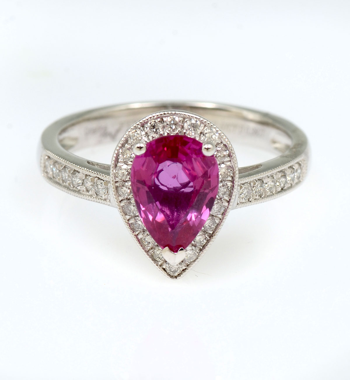 Appraisal: PLATINUM CT PINK SAPPHIRE DIAMOND RING CT pear mixed cut