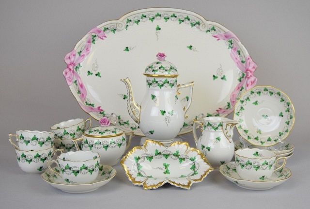 Appraisal: Piece Herend Persil Porcelain Demitasse Set piece hand painted Herend