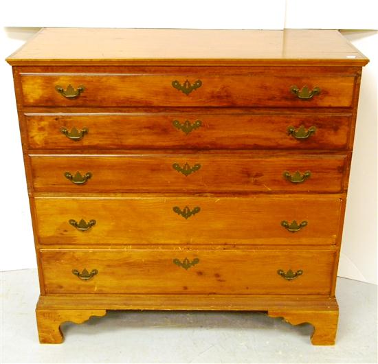 Appraisal: Tall blanket chest hinged lid cover three false drawers and