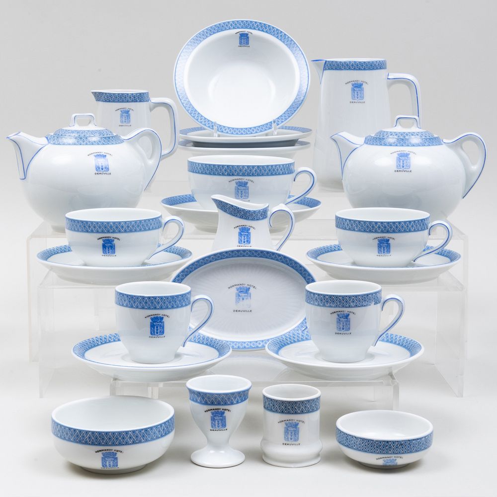 Appraisal: Limoges Porcelain Breakfast Service Normandy Hotel Deauville Printed mark Comprising