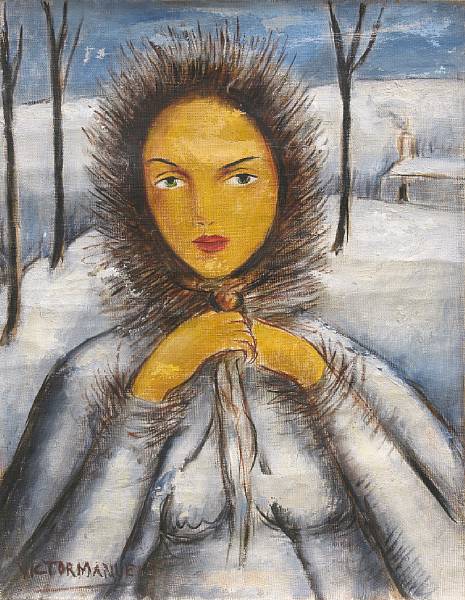 Appraisal: n a Victor Manuel Cuban - Untitled Lady in fur