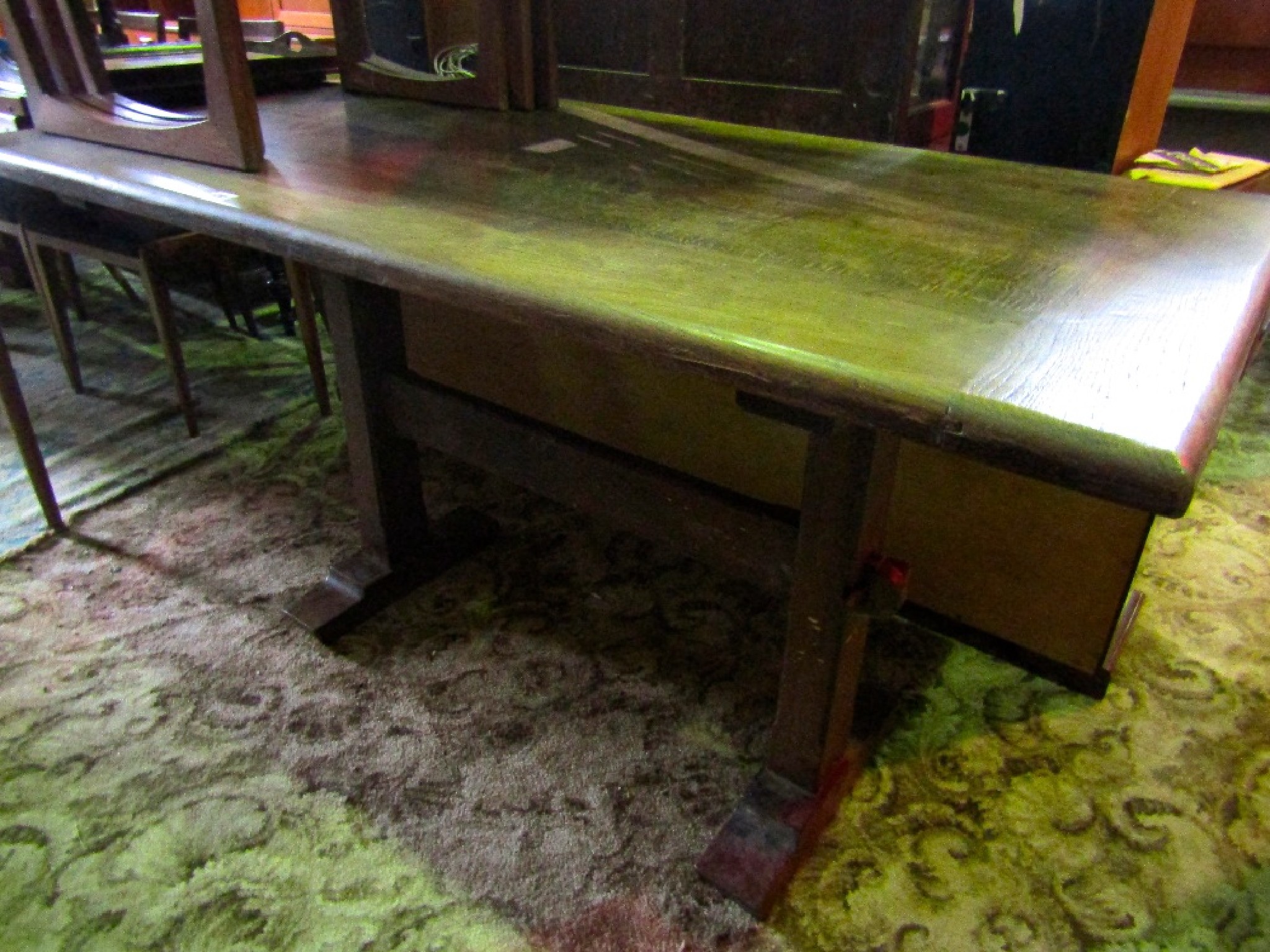 Appraisal: A small tavern type table with central pegged stretcher