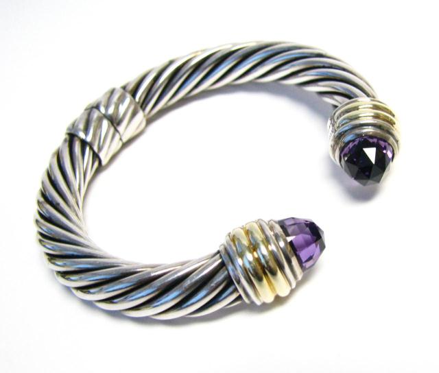 Appraisal: David Yurman sterling and K yellow gold amethyst hinged mm