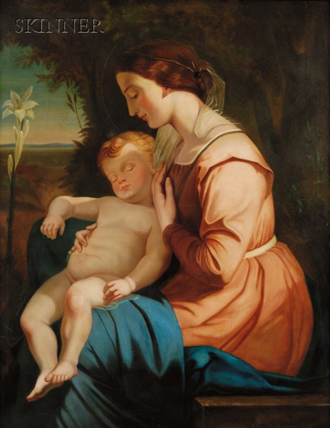 Appraisal: Continental School th Century Madonna of Humility with Sleeping Christ