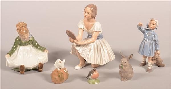 Appraisal: Six Various Copenhagen Porcelain Figurines Six Various Copenhagen Porcelain Figurines