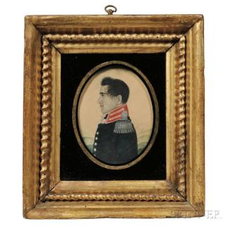 Appraisal: American School Early th Century Miniature Profile Portrait of an