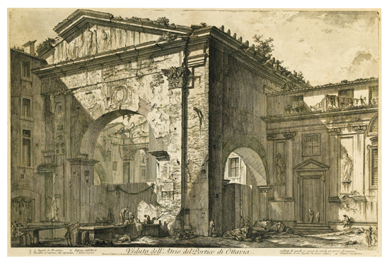 Appraisal: GIOVANNI B PIRANESI Veduta dell'Atrio del Portico di Ottavia Etching