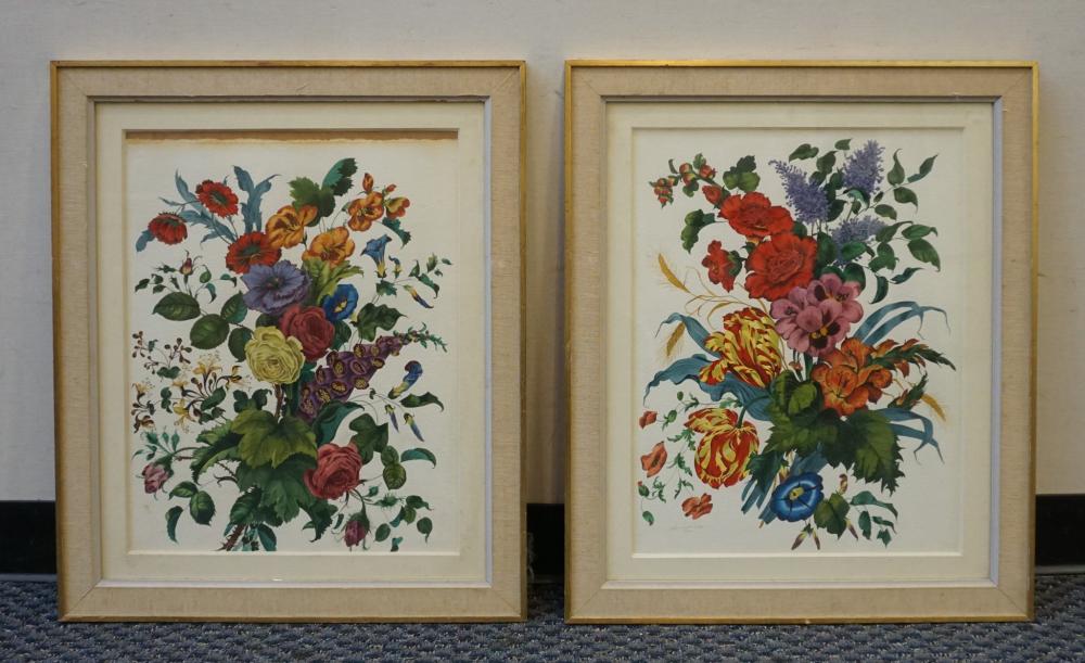 Appraisal: Pair Watercolors of Flower Bouquets Frame of each x in