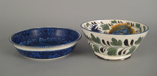 Appraisal: Pearlware bowl th c with blue green and ochre floral