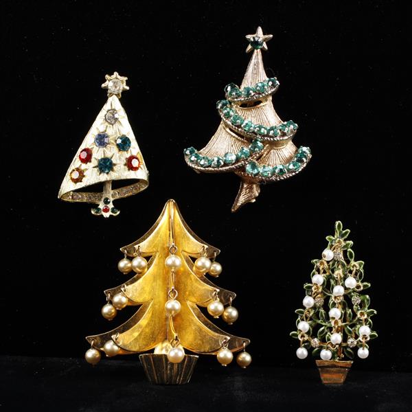 Appraisal: Lot of Christmas Tree Brooch Pins Fur Clip Gilt unmarked